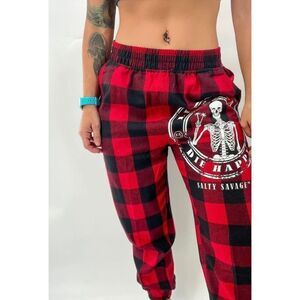 Salty Savage buffalo check plaid sweatpants joggers size unisex extra small